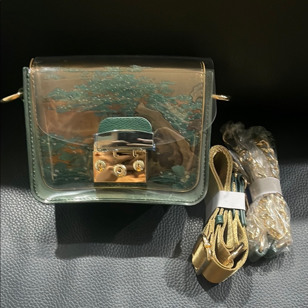 landscape painting PVC crossbody bag